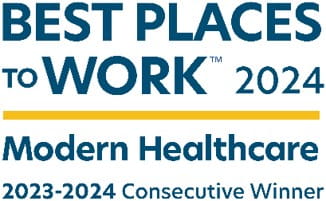 Modern Healthcare Best Places to Work 2023-2024 consecutive winner logo.